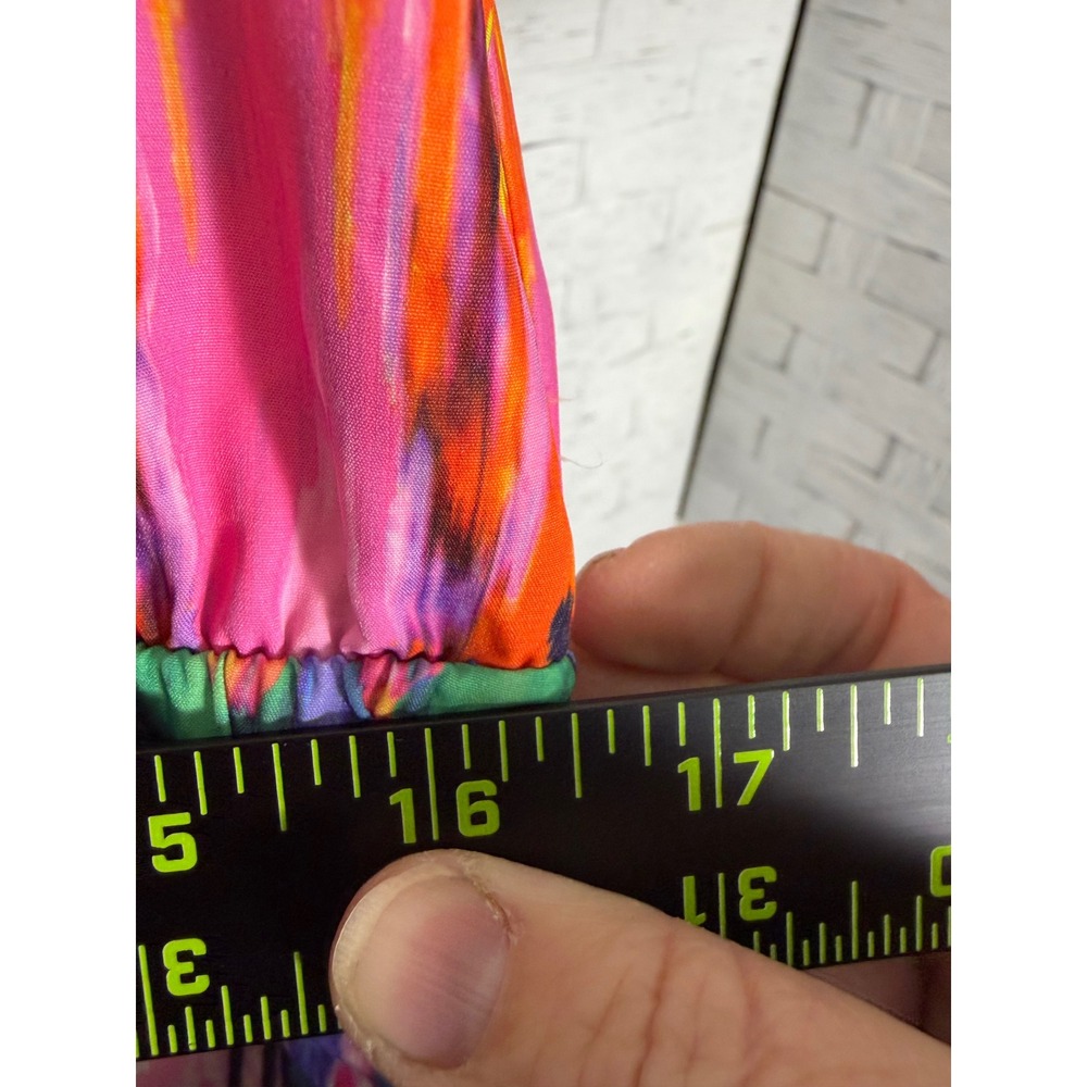 Athleta Womens Dress Midi Ikat Print Sleeveless Tassel tie Back Colorful Summer - Picture 10 of 13